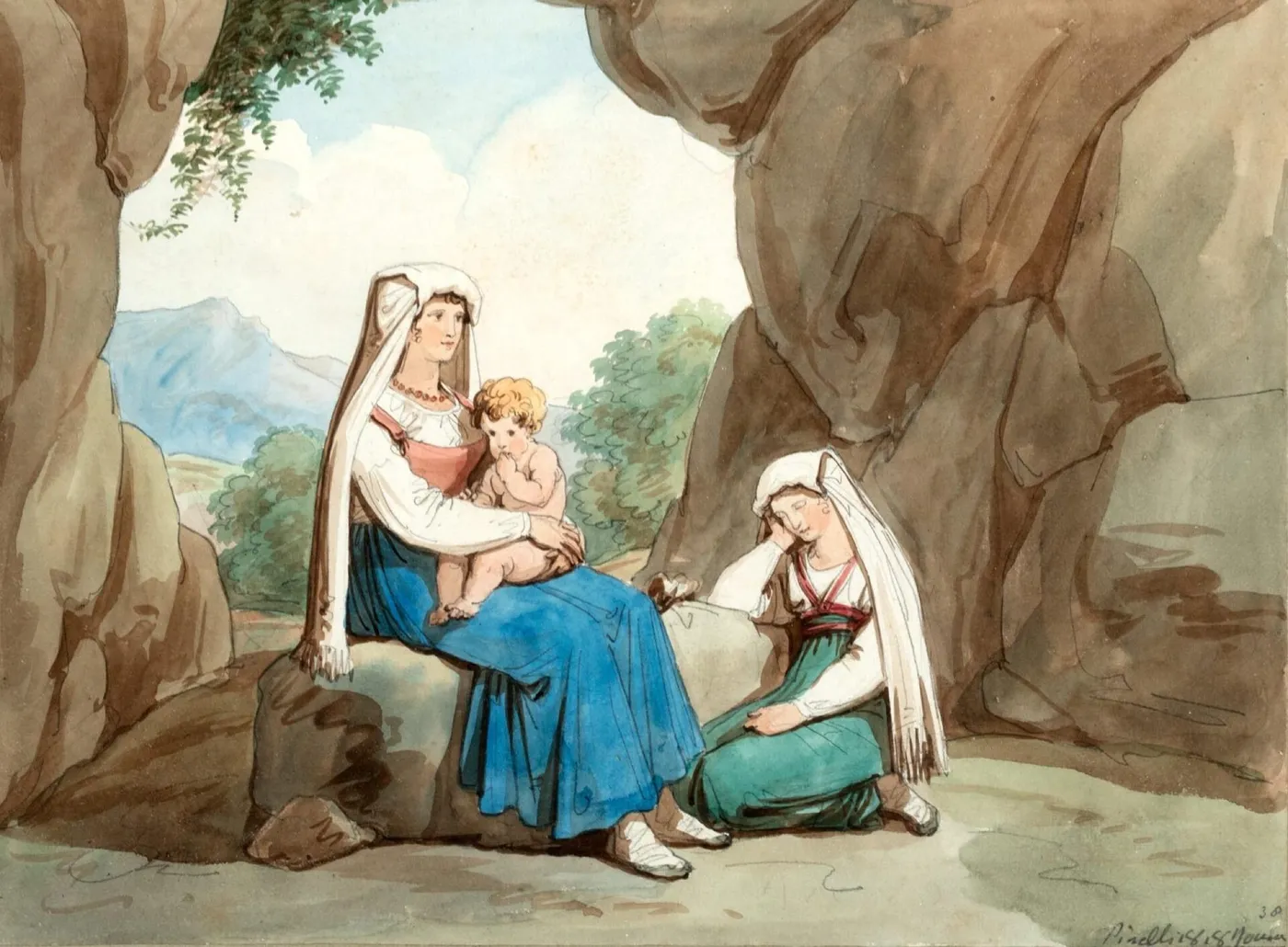 Ciociare of the Roman State (1818) by Bartolomeo Pinelli — original painting reproduced as a hand-painted oil on canvas
