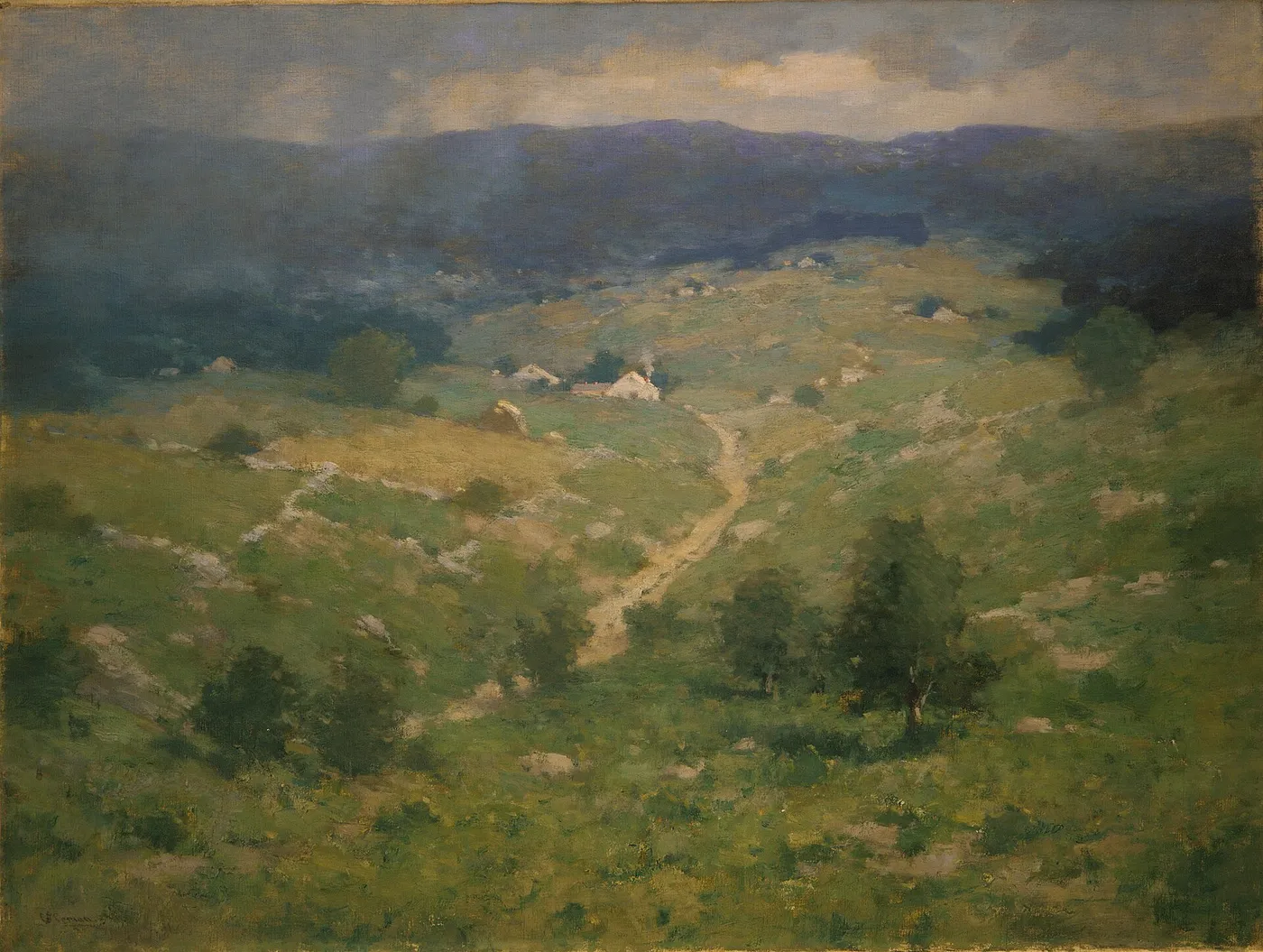 Clearing Off (1897) by Charlotte B. Coman — original painting reproduced as a hand-painted oil on canvas