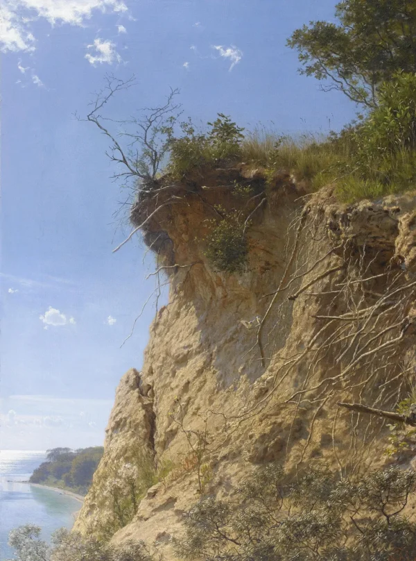 Cliff edge (1870) by August Jerndorff — original painting reproduced as a hand-painted oil on canvas