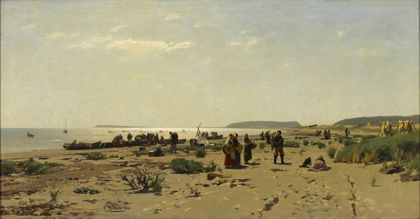 Coastal landscape (Fishermen going home) — Eugen Dücker