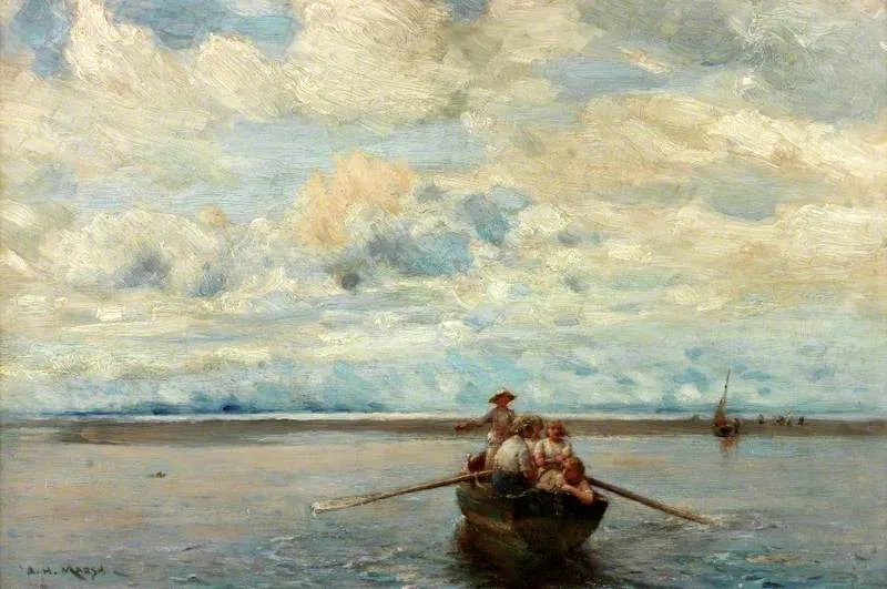 Cockle Gatherers (1885) by Arthur Hardwick Marsh — original painting reproduced as a hand-painted oil on canvas