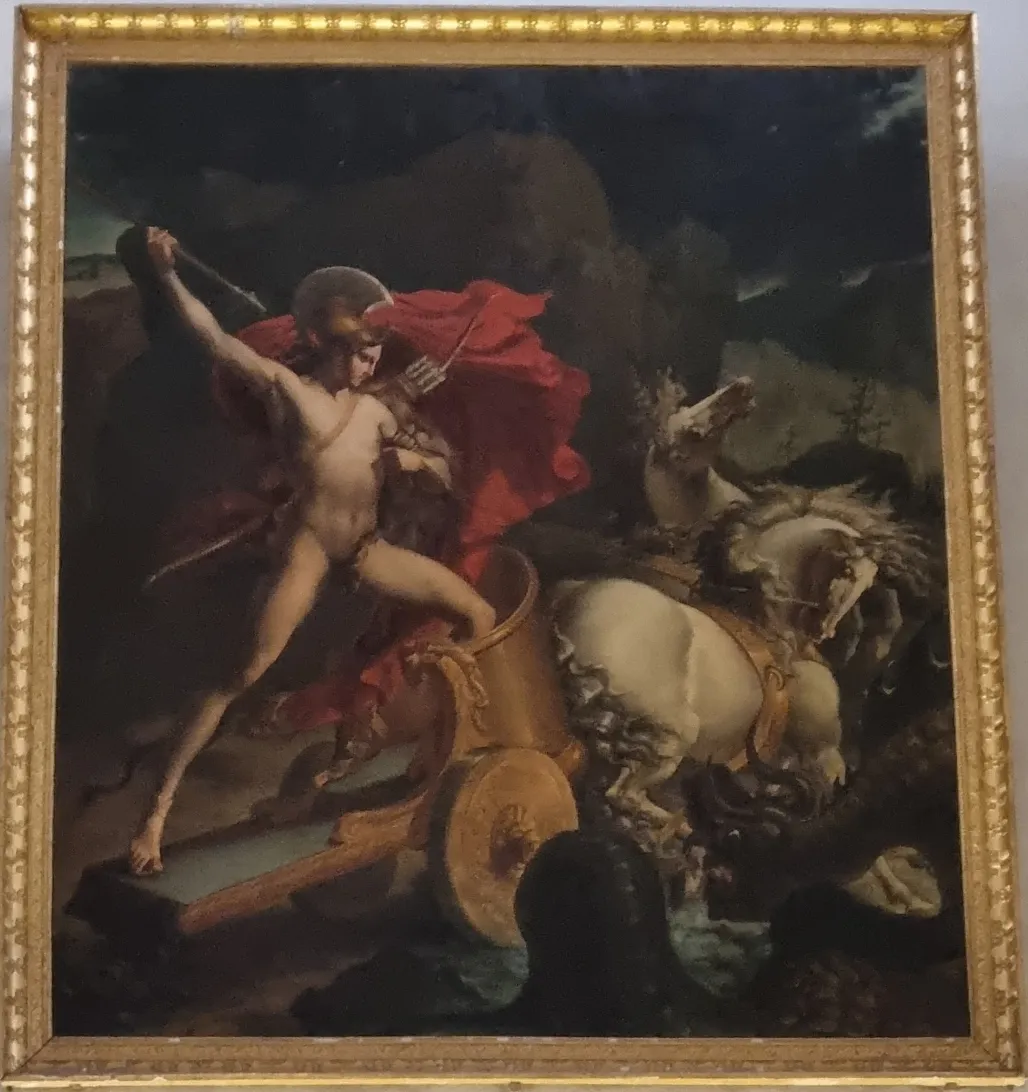 Combat d’Hippolyte contre le monstre (1850) by Bordier du Bignon — original painting reproduced as a hand-painted oil on canvas
