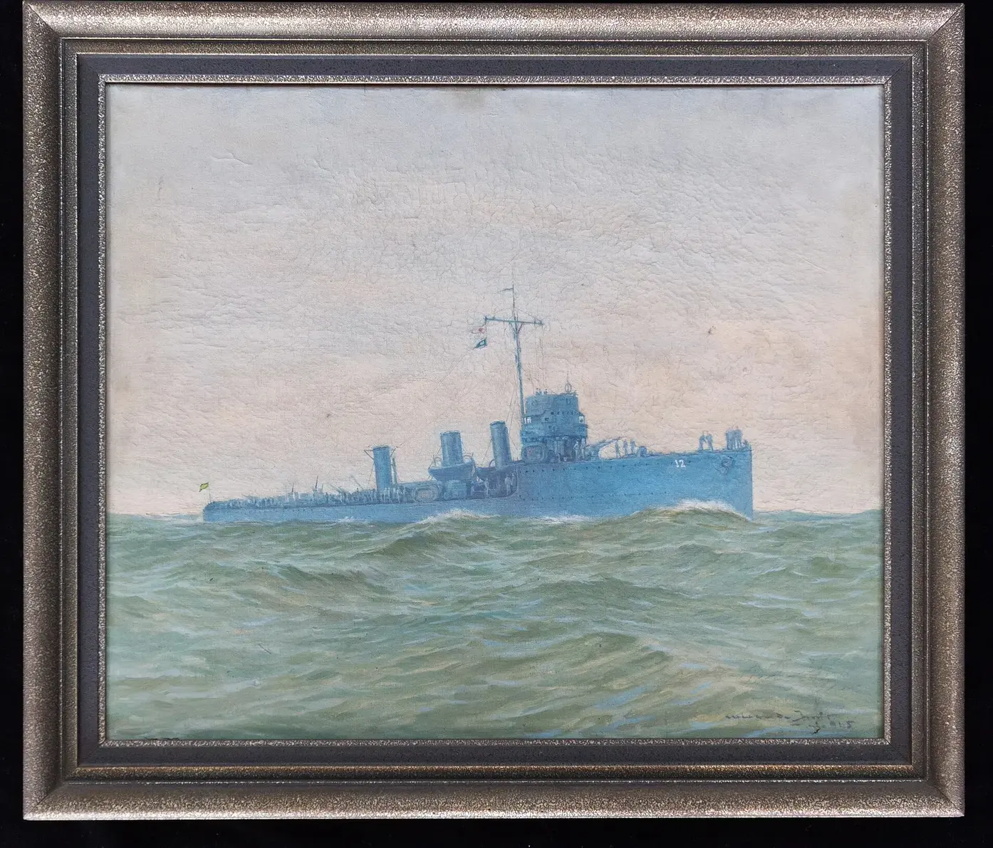 Contratorpedeiro Maranhão (1915) by Costa Miranda — original painting reproduced as a hand-painted oil on canvas