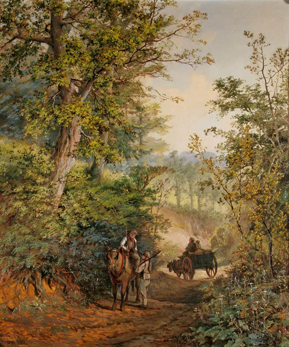 Country Lane (1892) by Charles Harmony Harrison — original painting reproduced as a hand-painted oil on canvas