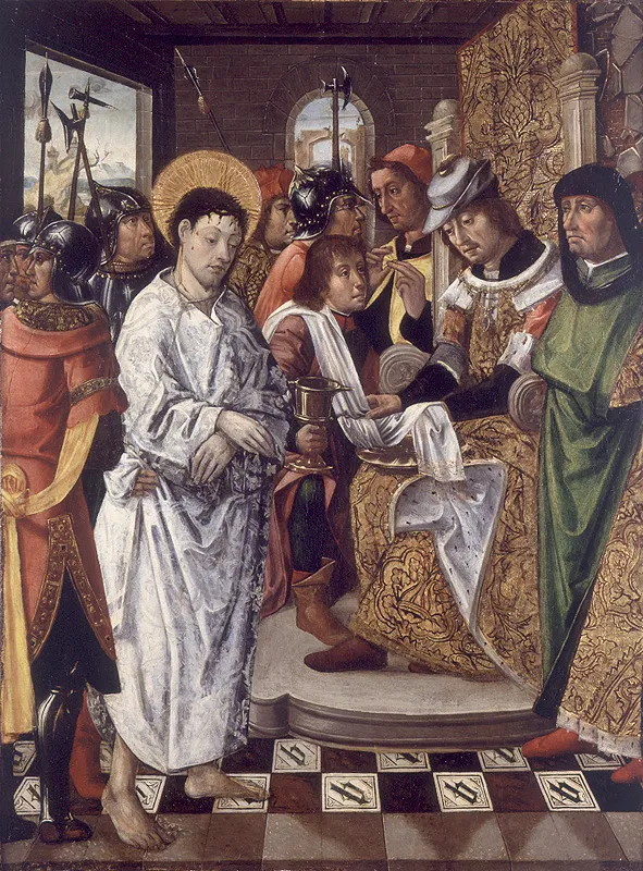 Cristo ante Pilatos (1505) by Francisco de Osona — original painting reproduced as a hand-painted oil on canvas