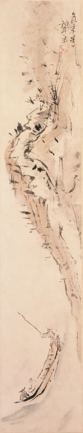 Crossing the River (1822) by Aoki Mokubei — original painting reproduced as a hand-painted oil on canvas