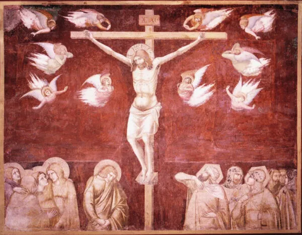 Crucifixion of Christ (1336) by Pietro Lorenzetti — original painting reproduced as a hand-painted oil on canvas