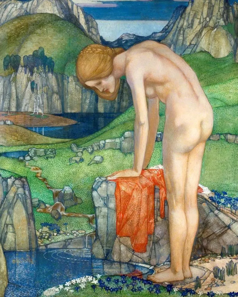 Cumberland idyll (1920) by Edward Reginald Frampton — original painting reproduced as a hand-painted oil on canvas