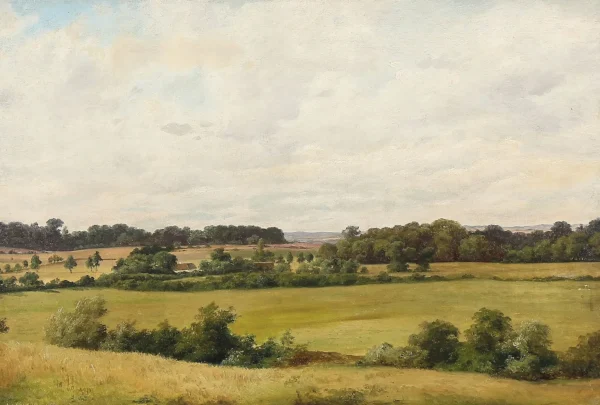 Danish summer landscape by Axel Schovelin — original painting reproduced as a hand-painted oil on canvas