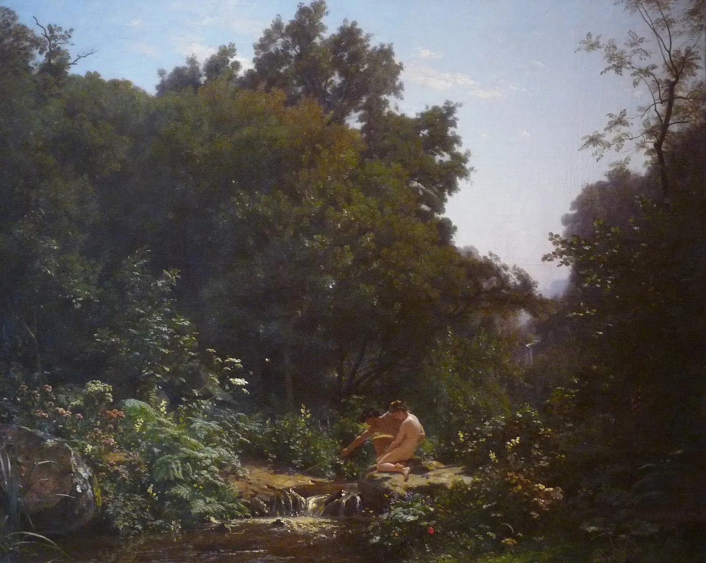 Daphnis and Chloé (1872) by François-Louis Français — original painting reproduced as a hand-painted oil on canvas