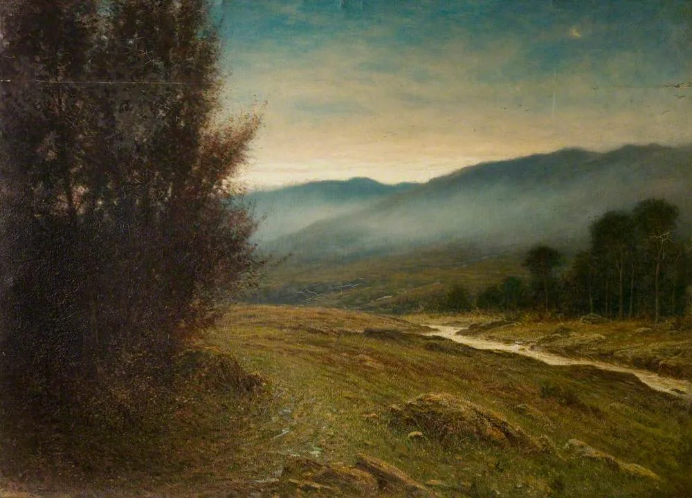 Dawn on a Rosshire River (1913) by Arthur Burchett — original painting reproduced as a hand-painted oil on canvas