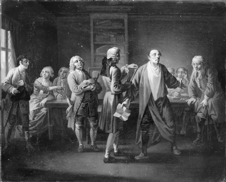 Den Stundesløse, I akt, 6. scene (1794) by Christian August Lorentzen — original painting reproduced as a hand-painted oil on canvas