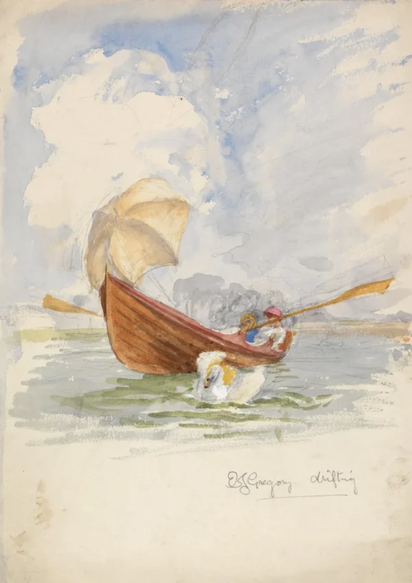 Drifting by Edward John Gregory — original watercolour reproduced as a hand-painted oil on canvas
