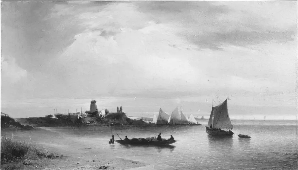 Dutch Coast Landscape by E. B. Sano — original painting reproduced as a hand-painted oil on canvas