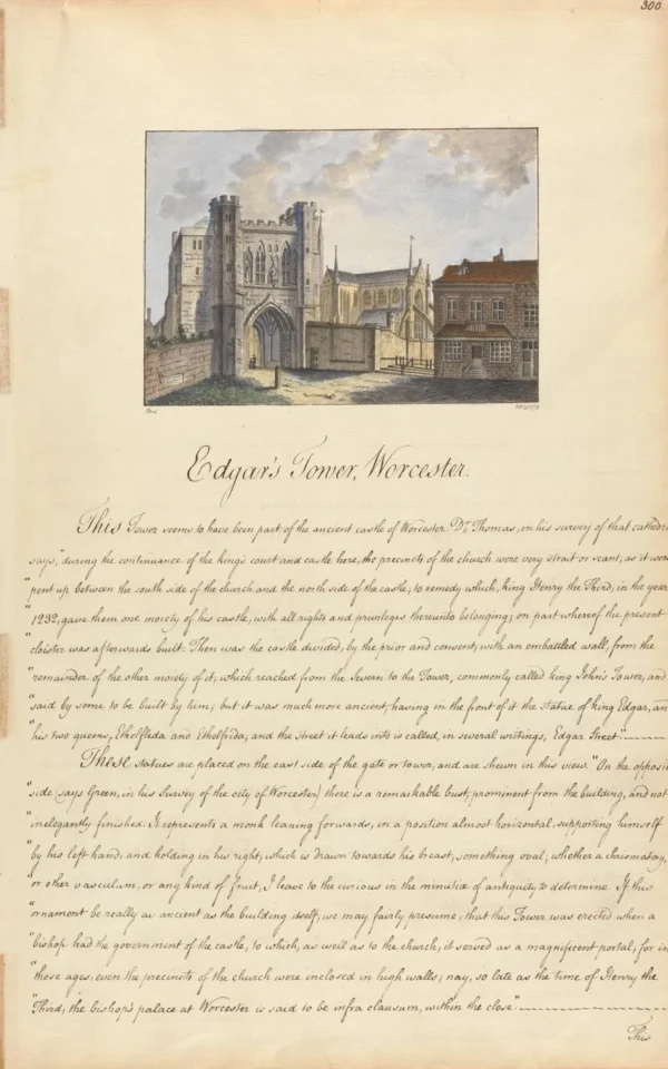 Edgar’s Tower (1778) by Daniel Bond — original watercolour reproduced as a hand-painted oil on canvas