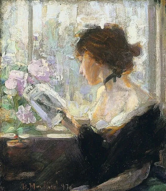 Elizabeth reading (1897) by Elizabeth MacNicol — original painting reproduced as a hand-painted oil on canvas