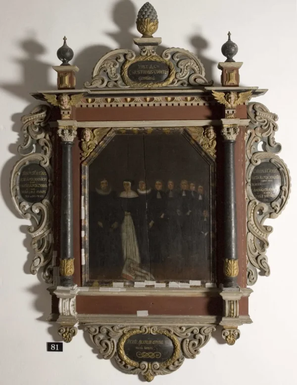 Epitaph/painting (1683) by Christopher Ridder — original painting reproduced as a hand-painted oil on canvas