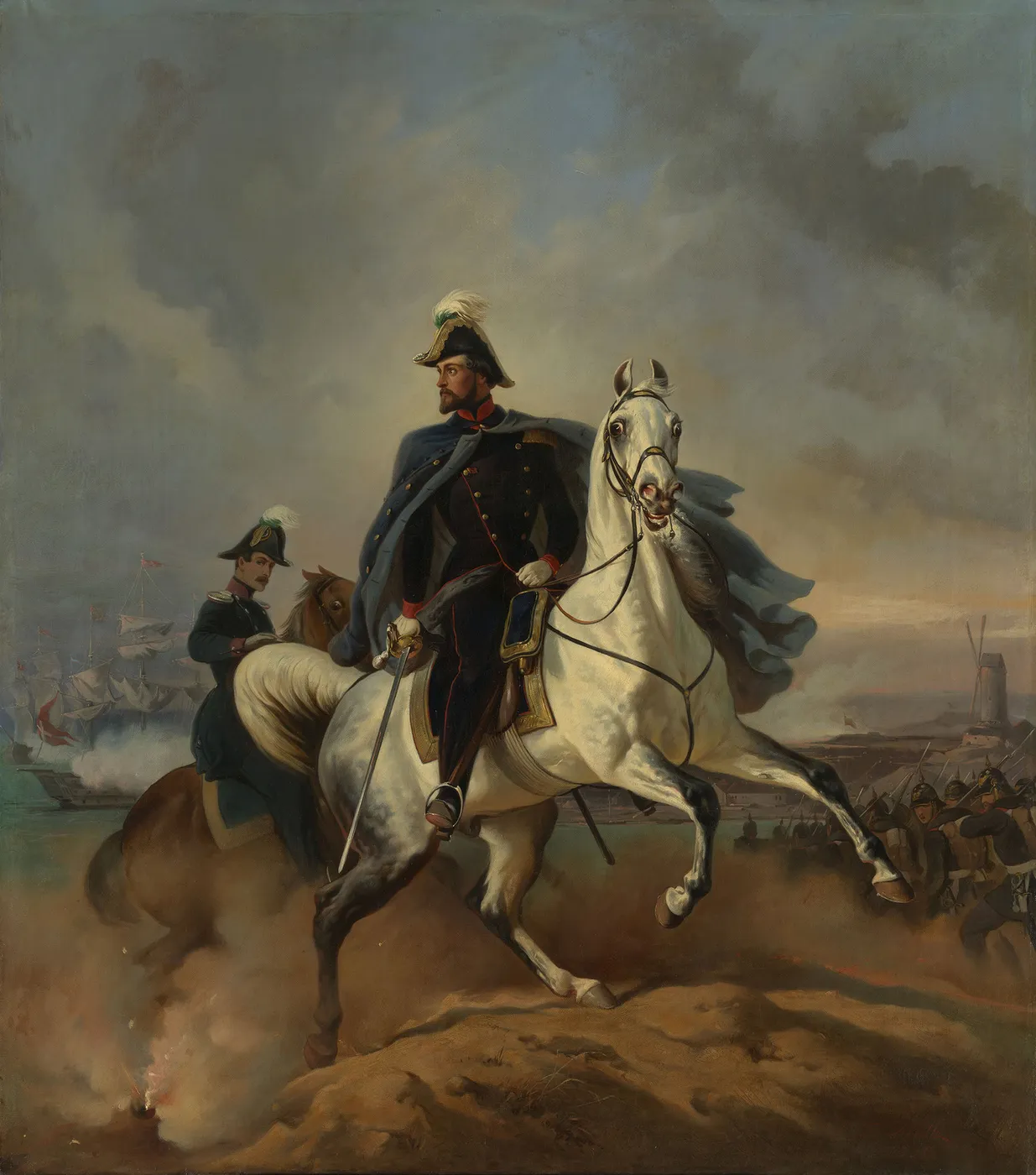 Ernest II, Duke of Saxe-Coburg-Gotha (1818-1893) at the Eckernförde, 5th April 1849 (1850) by Feodor Dietz — original painting reproduced as a hand-painted oil on canvas