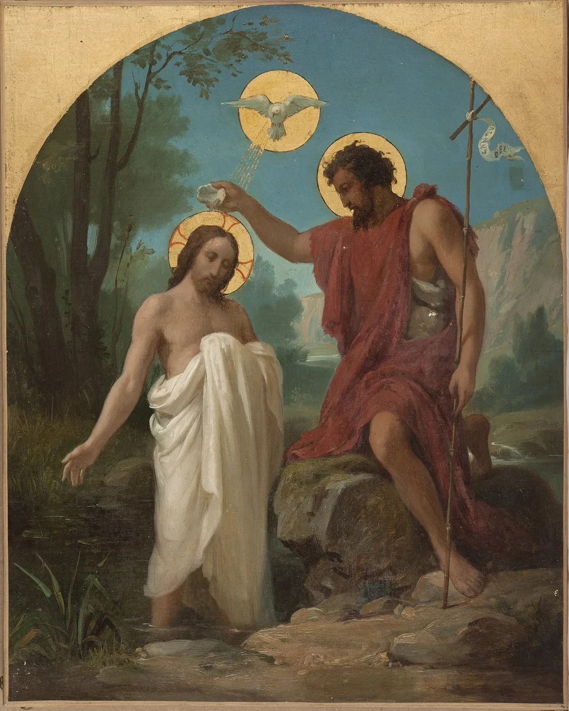 Esquisse pour l’église de Noisy-le-Sec : Le Baptême du Christ (1872) by Alexandre Grellet — original painting reproduced as a hand-painted oil on canvas