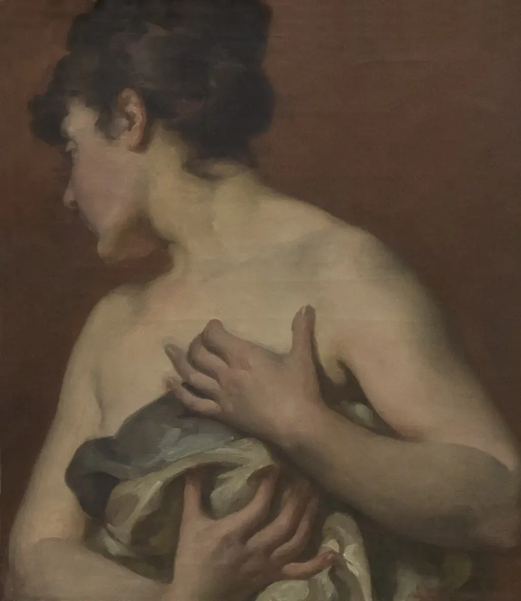 Etude de nu (1878) by Edouard Agneessens — original painting reproduced as a hand-painted oil on canvas