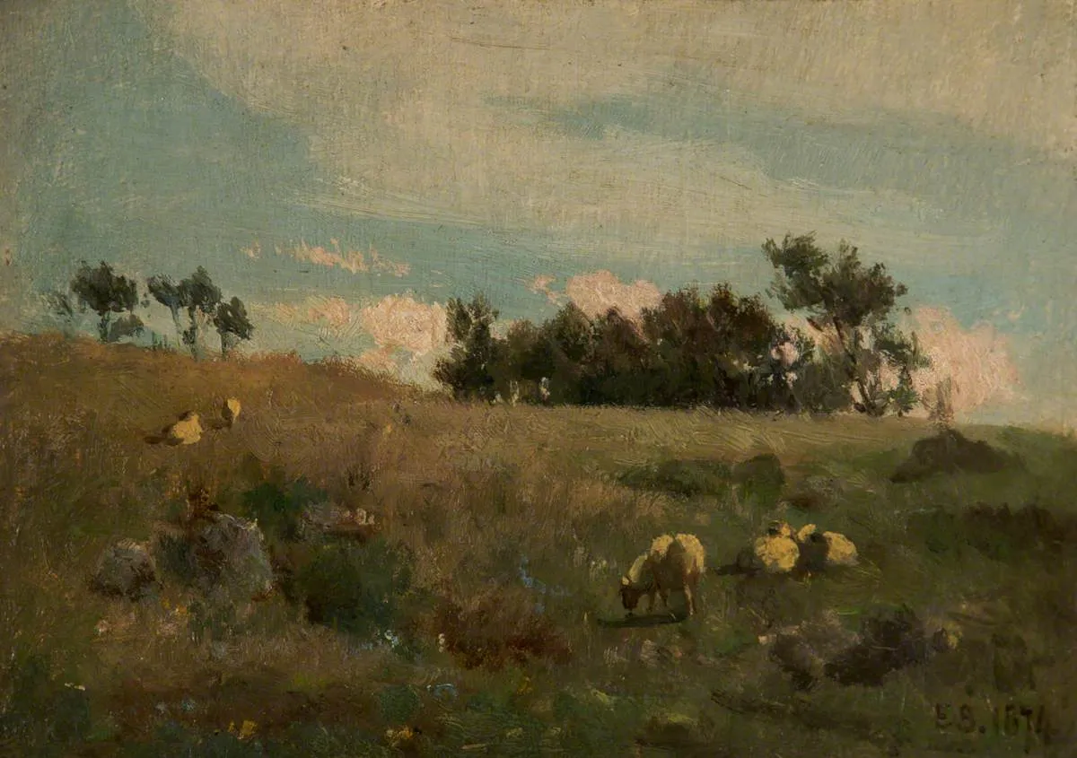 Evening, from Nature (1874) by Elias Bancroft — original painting reproduced as a hand-painted oil on canvas
