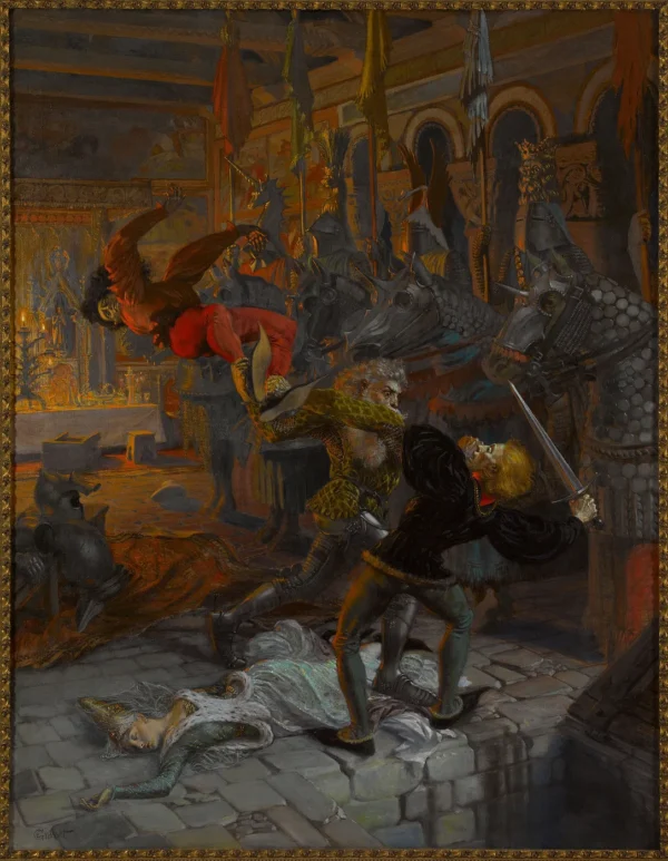 Eviradnus (1903) by Eugène Grasset — original painting reproduced as a hand-painted oil on canvas