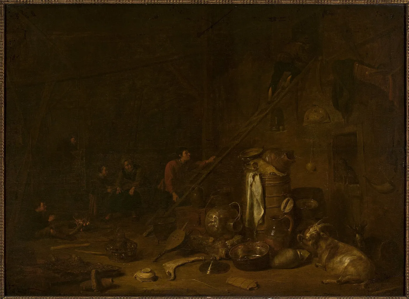 Excursion to the attic (1637) by François Ryckhals — original painting reproduced as a hand-painted oil on canvas
