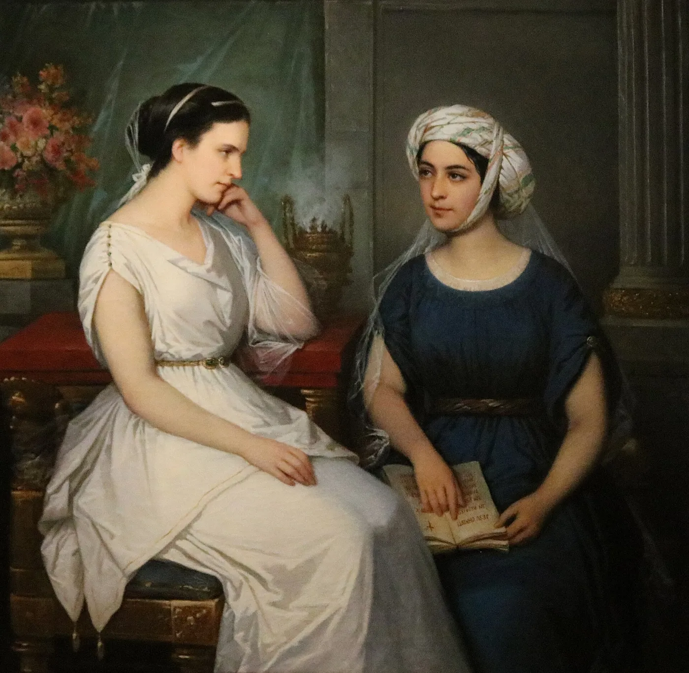 Fabiola and Syra (1859) by Amanda Fougère — original painting reproduced as a hand-painted oil on canvas