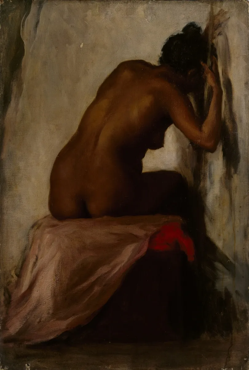Female Figure Seated (1898) by Evelyn Cheston — original painting reproduced as a hand-painted oil on canvas