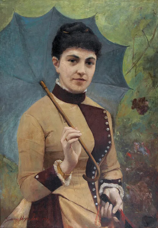 Femme à l’ombrelle (1887) by Alexandre Serres — original painting reproduced as a hand-painted oil on canvas