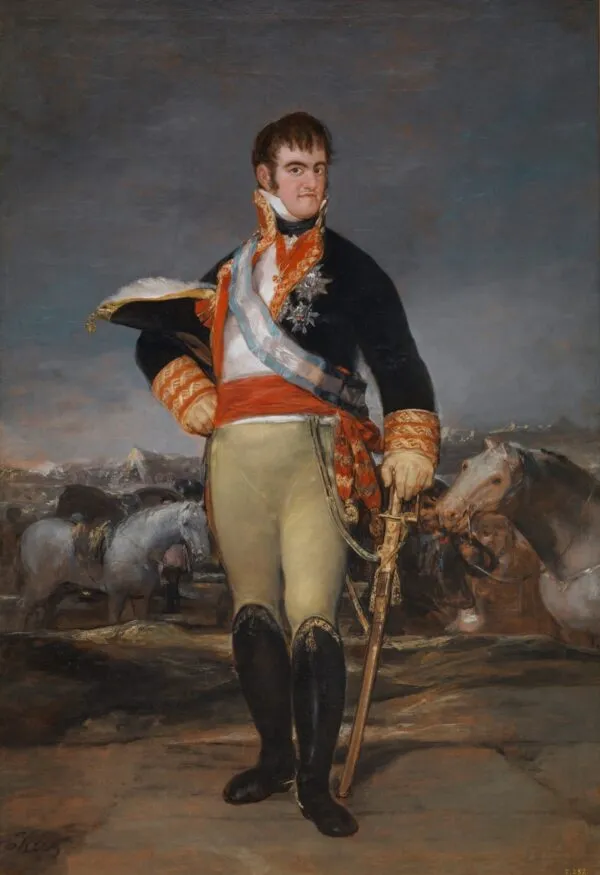 Ferdinand VII at an Encampment (1815) by Francisco Goya — original painting reproduced as a hand-painted oil on canvas
