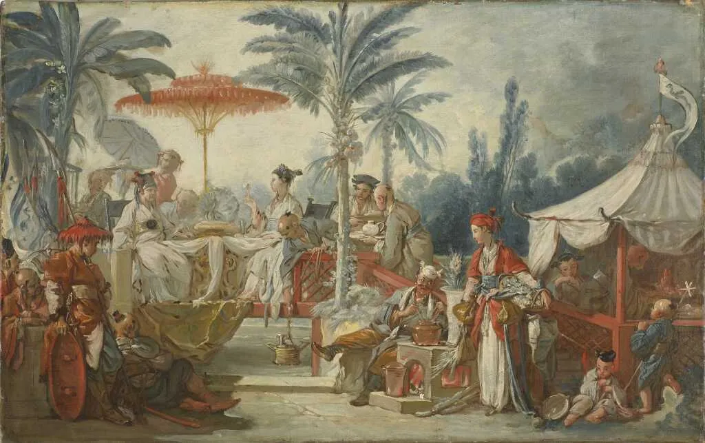 Festin de l'empereur de Chine (1742) by François Boucher — original painting reproduced as a hand-painted oil on canvas