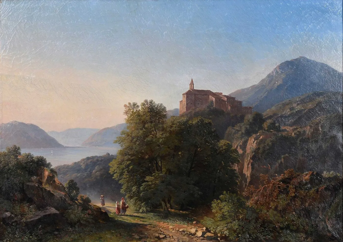 Figures on a Track in a Mountain Landscape with Distant Lake — Élisabeth Collin Fort-Siméon