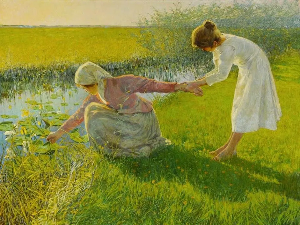 First flowers (1899) by Francesco Fanelli — original painting reproduced as a hand-painted oil on canvas