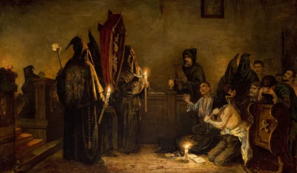 Flagellants (1871) by Emanuel Herncisz — original painting reproduced as a hand-painted oil on canvas