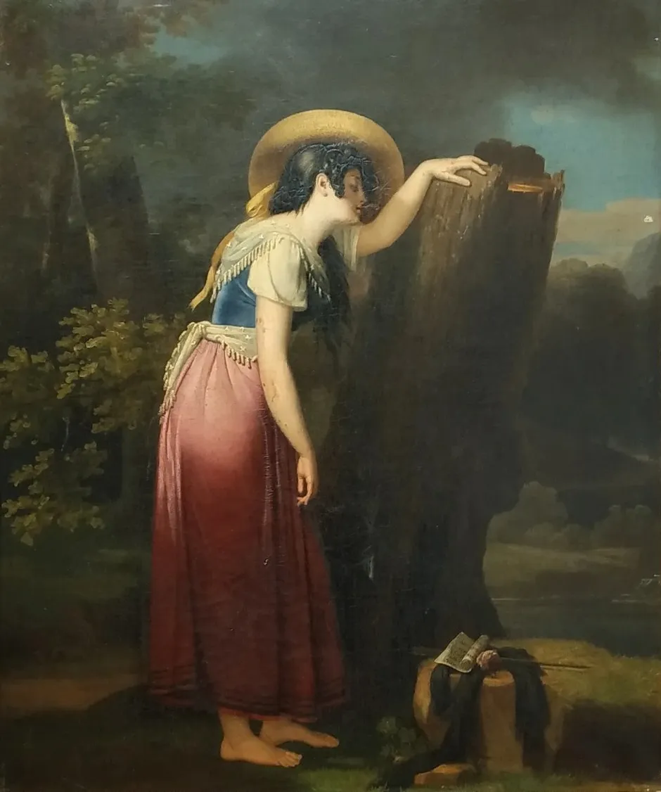 Fleurette at the fountain of Garenne (1822) by Aurore de Lafond de Fénion — original painting reproduced as a hand-painted oil on canvas