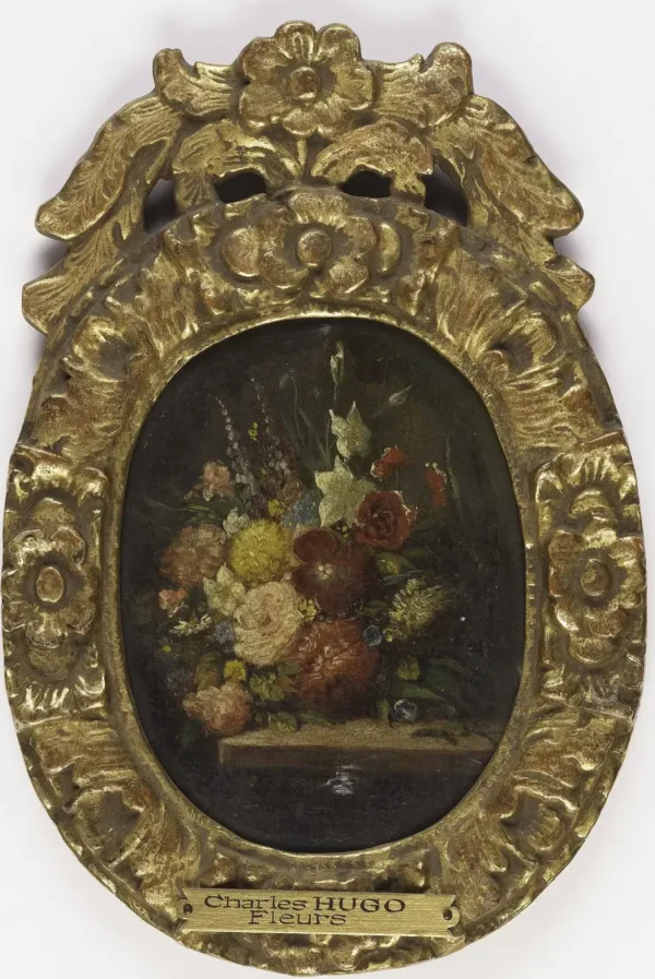 Fleurs (1801) by Charles Hugo — original painting reproduced as a hand-painted oil on canvas