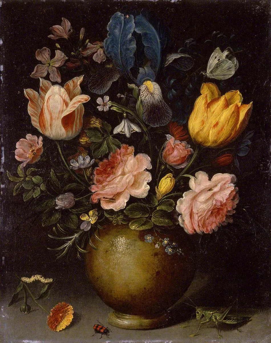 Floral Study with Insects in the Foreground — Andries Daniels