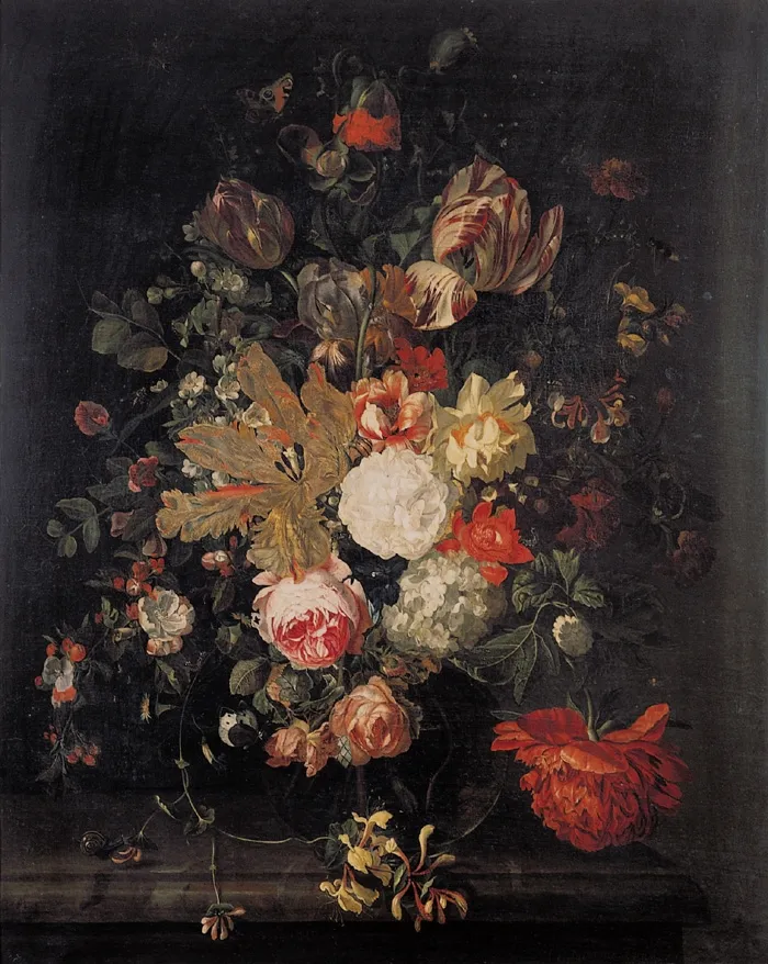 Flower-Piece (1712) by Catharina Backer — original painting reproduced as a hand-painted oil on canvas