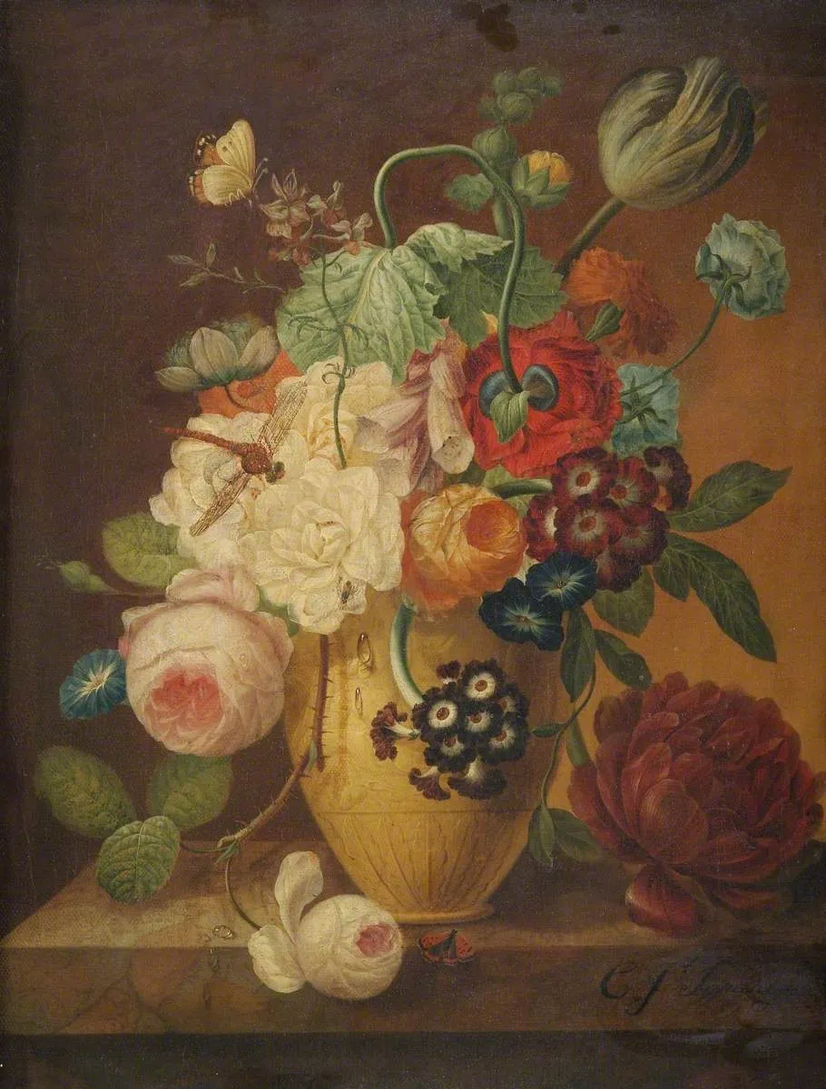 Flower Piece by Cornelis Johannes Schaalje — original painting reproduced as a hand-painted oil on canvas