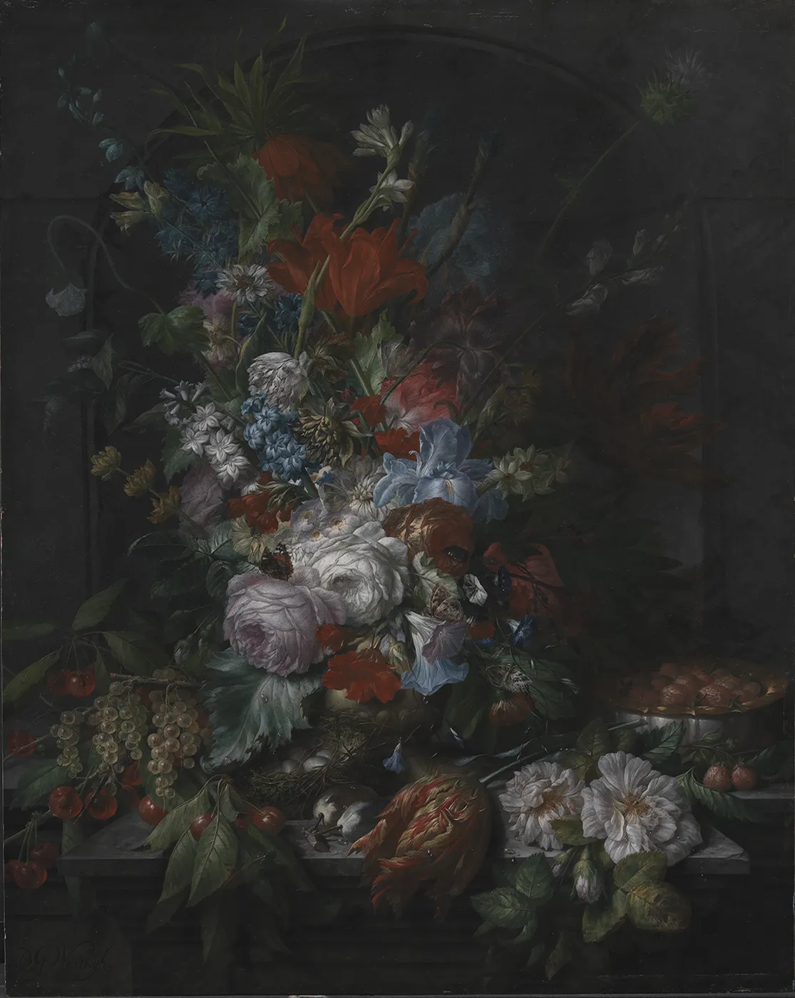 Flowers (1752) by Dominicus Gottfried Waerdigh — original painting reproduced as a hand-painted oil on canvas