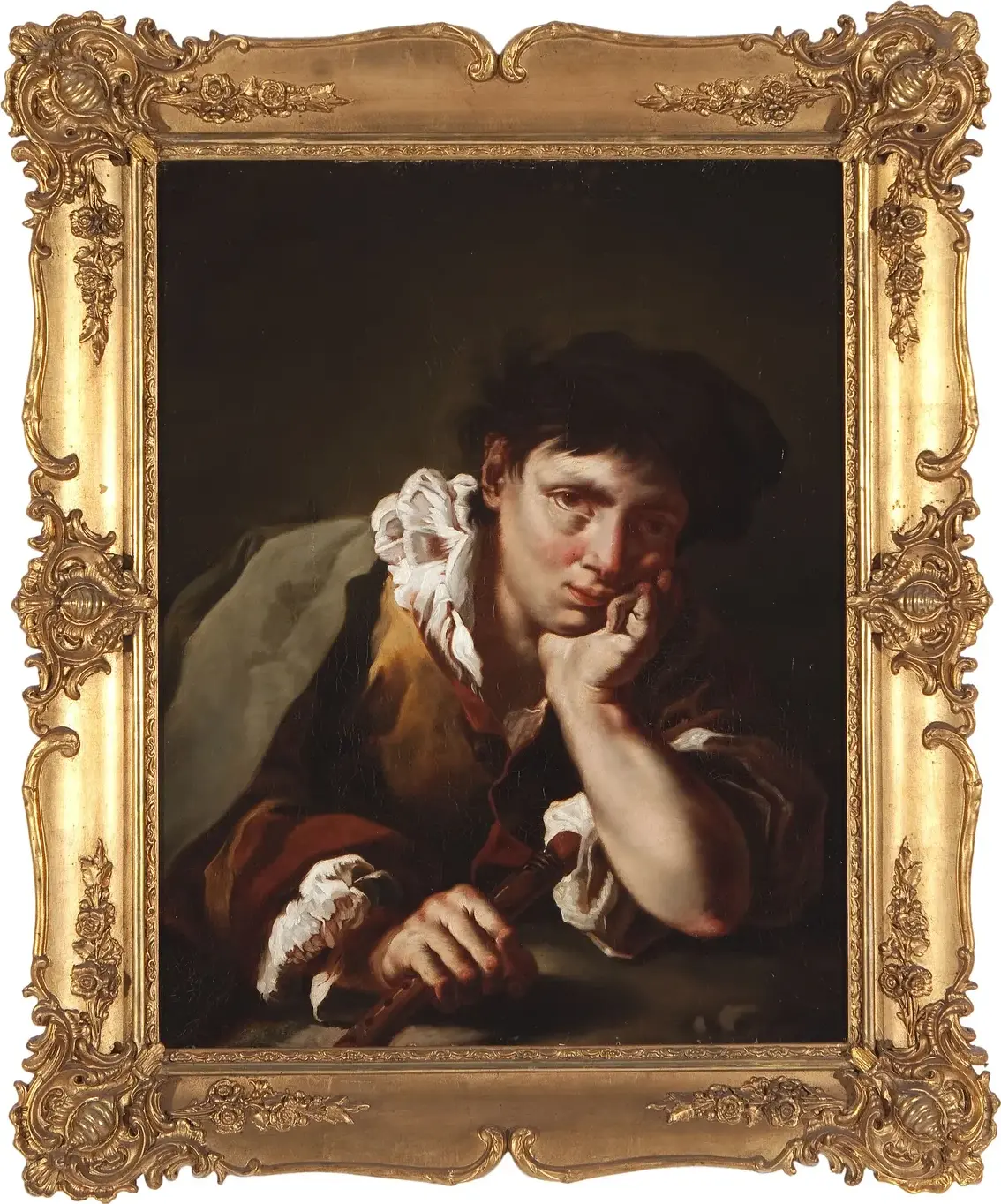 Flute-Player (1864) by Augusta Granberg — original painting reproduced as a hand-painted oil on canvas