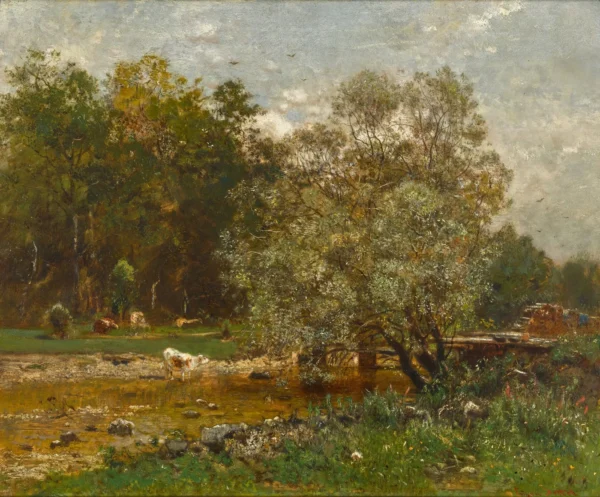 Ford over a River by Eugen Jettel — original painting reproduced as a hand-painted oil on canvas