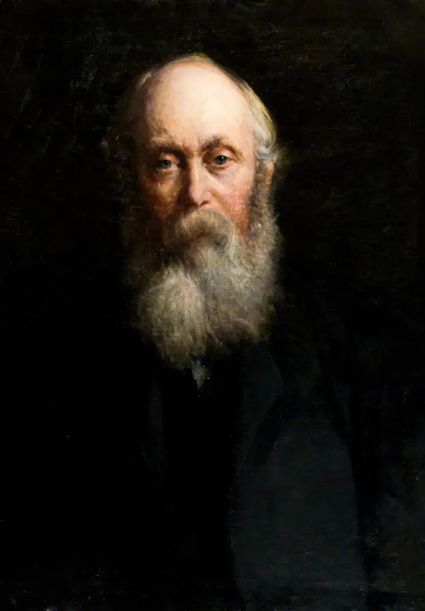 George Buchan Simpson (1820–1892), Dundee Industrialist and Art Patron (1870) by Charles Louis Mitchell — original painting reproduced as a hand-painted oil on canvas