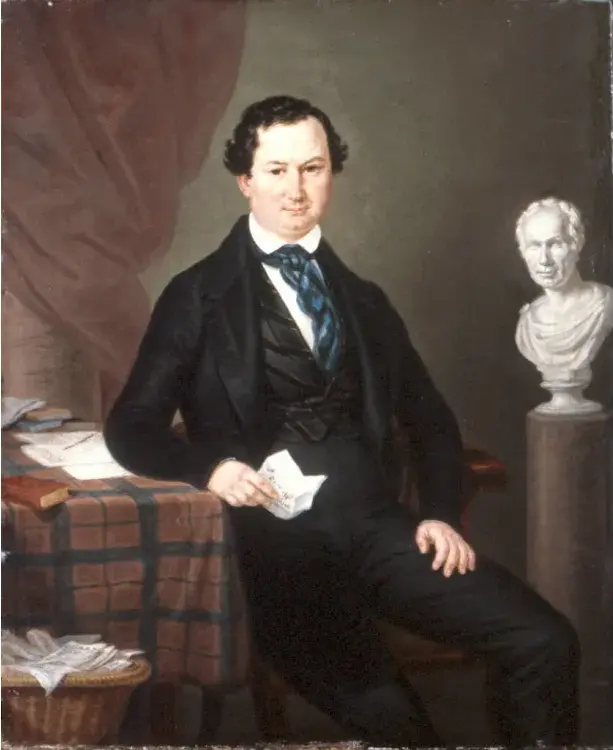 George Dennison Prentice (1844) by Christian Mayr — original painting reproduced as a hand-painted oil on canvas