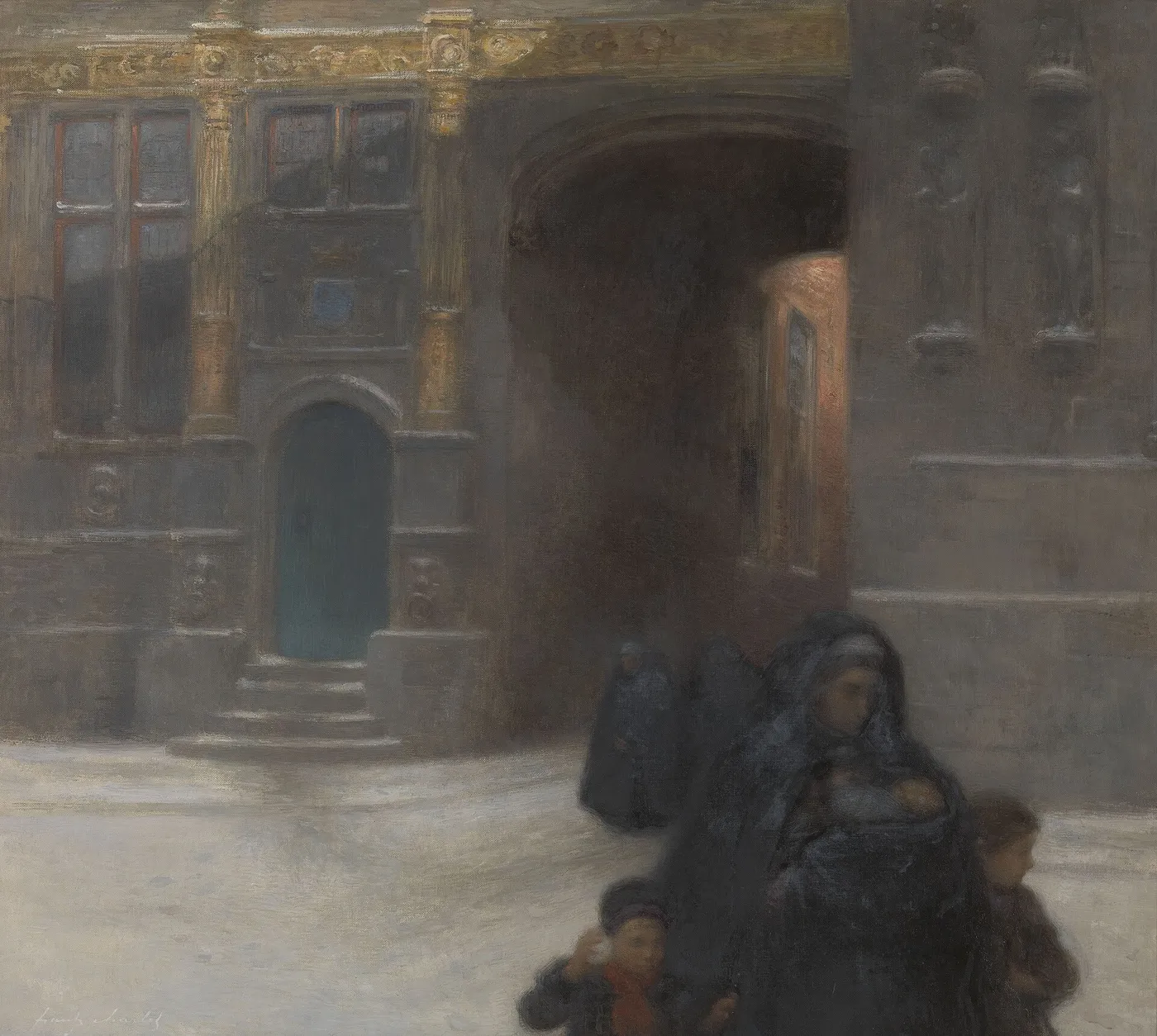 Gilded Houses or The Civil Registry on the Burg in Bruges (2000) by Frantz Charlet — original painting reproduced as a hand-painted oil on canvas