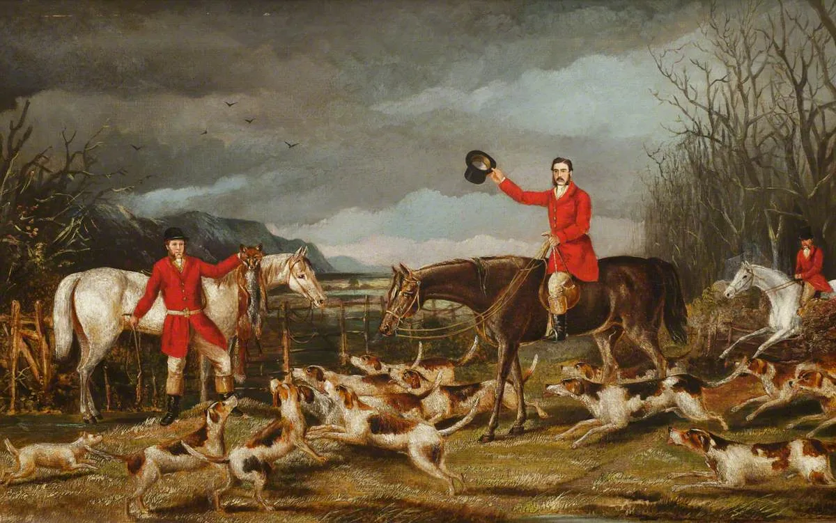 Gogerddan Hunt (1875) by Alfred Worthington — original painting reproduced as a hand-painted oil on canvas