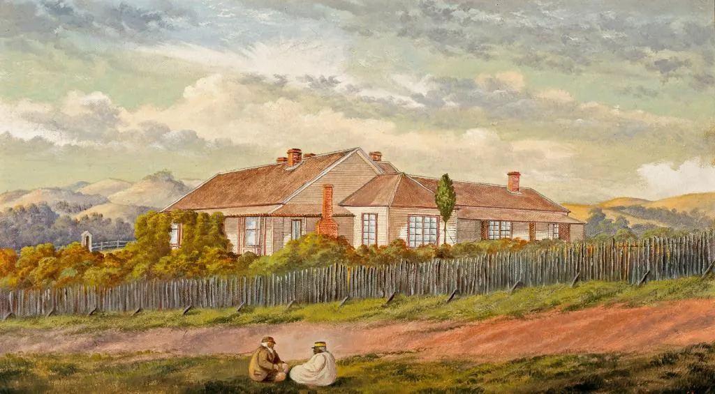 Government House, Auckland (1848) by Charles de Thierry — original painting reproduced as a hand-painted oil on canvas
