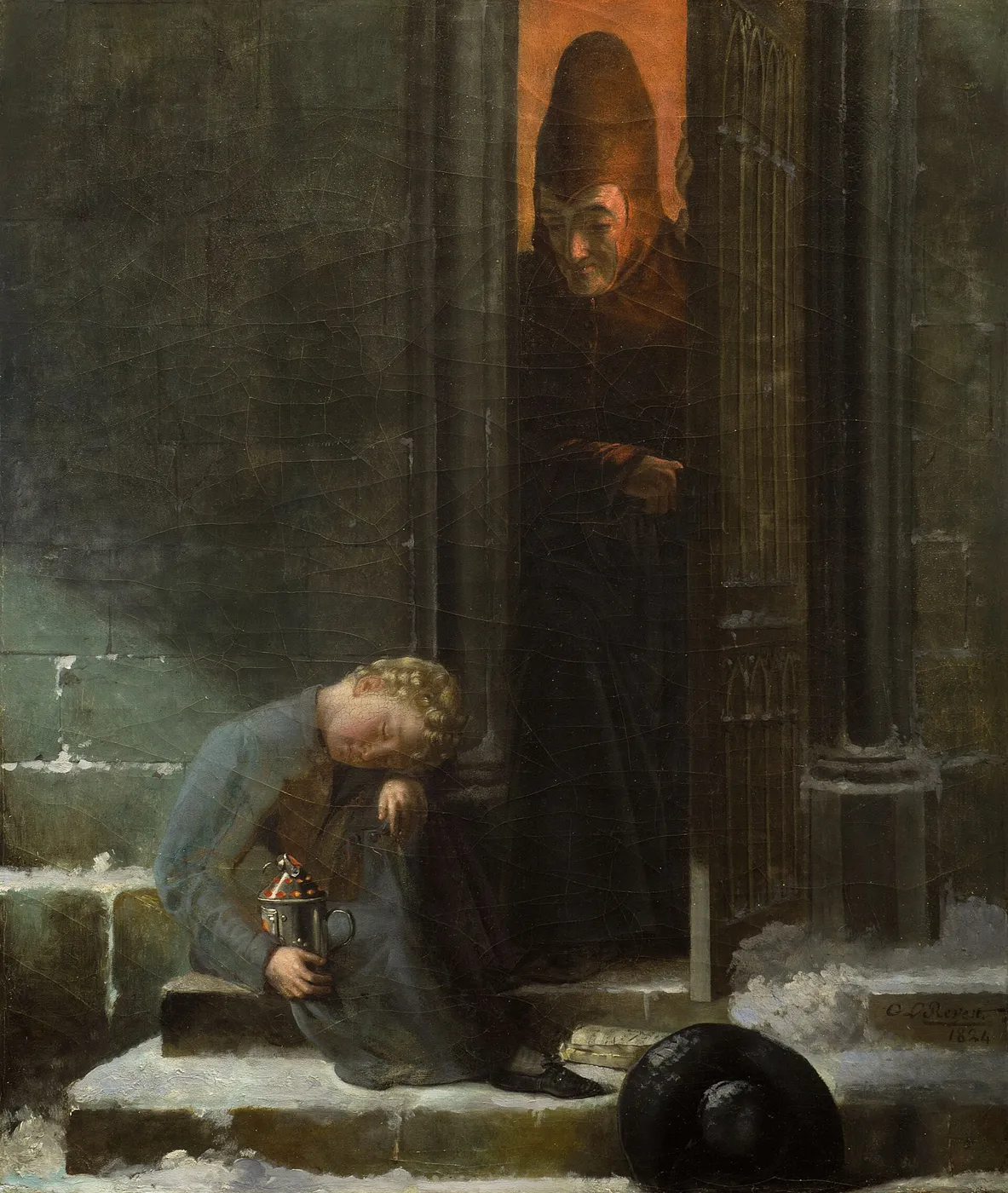 Grétry as a child and the chapel master (1824) by Cornélie Louise Revest — original painting reproduced as a hand-painted oil on canvas