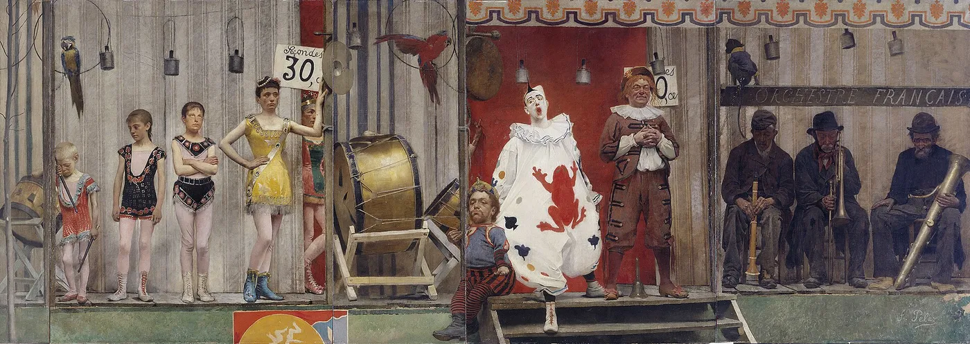 Grimaces et Misère (1888) by Fernand Pelez — original painting reproduced as a hand-painted oil on canvas